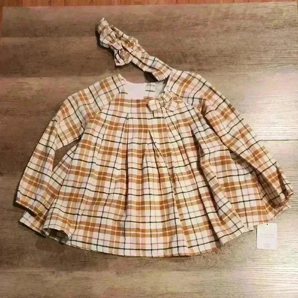 Tahari Plaid Toddler Dress with Matching Headband - Picture 1 of 5